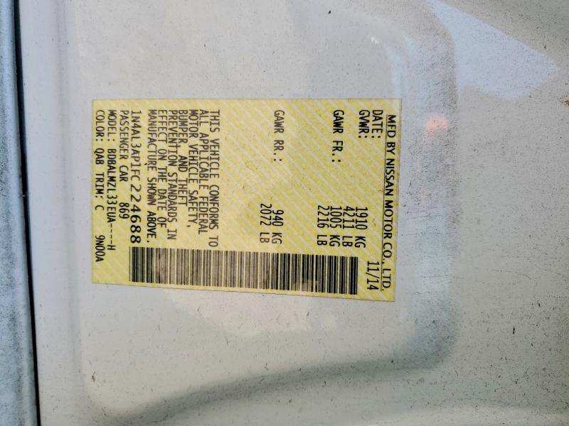 Aukcja sprzedaży 2015 Nissan Altima, vin: 1N4AL3AP1FC224688, numer aukcji: 52161666