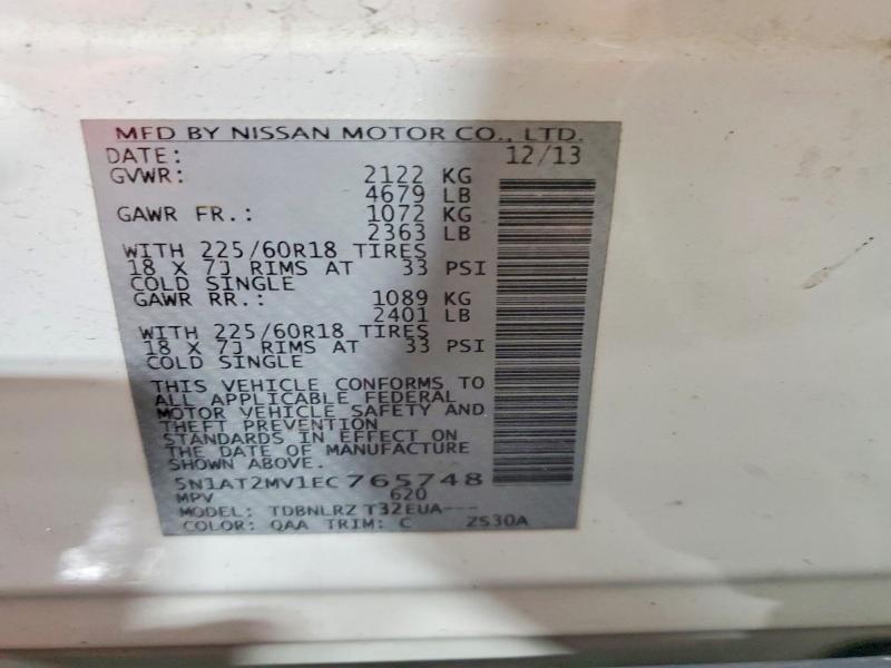 Продаж на аукціоні авто 2014 Nissan Rogue, vin: 5N1AT2MV1EC765748, номер лоту: 52914806