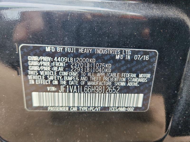 Продаж на аукціоні авто 2017 Subaru Wrx, vin: JF1VA1L66H9812652, номер лоту: 54080816