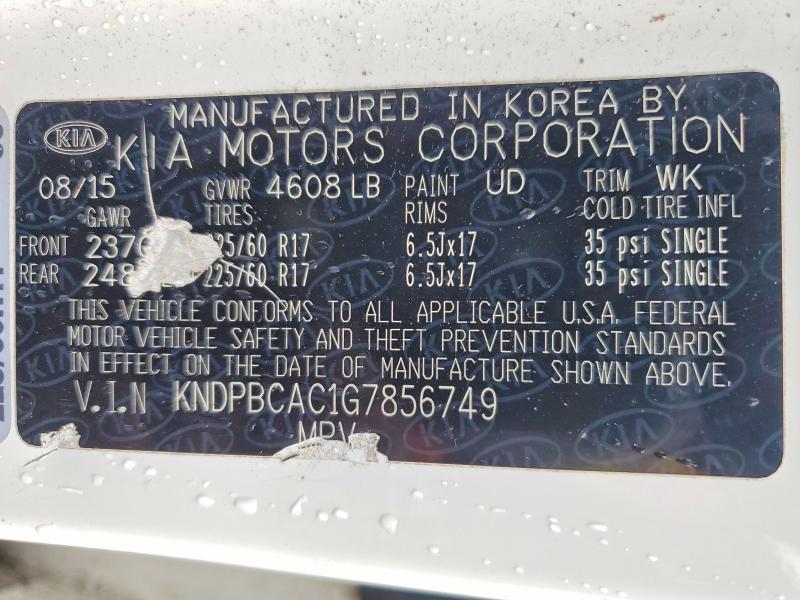 2016 Kia Sportage მანქანა იყიდება აუქციონზე, vin: KNDPBCAC1G7856749, აუქციონის ნომერი: 53272166