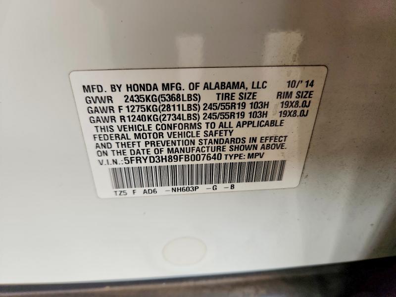 Aukcja sprzedaży 2015 Acura Mdx, vin: 5FRYD3H89FB007640, numer aukcji: 51409766