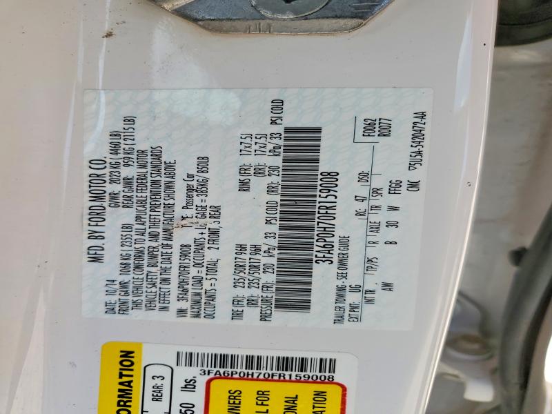Aukcja sprzedaży 2015 Ford Fusion, vin: 3FA6P0H70FR159008, numer aukcji: 53452306