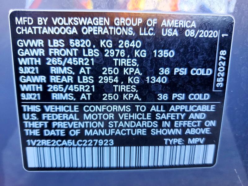 Продажа на аукционе авто 2020 Volkswagen Atlas Cross Sport, vin: 1V2RE2CA5LC227923, номер лота: 52135226