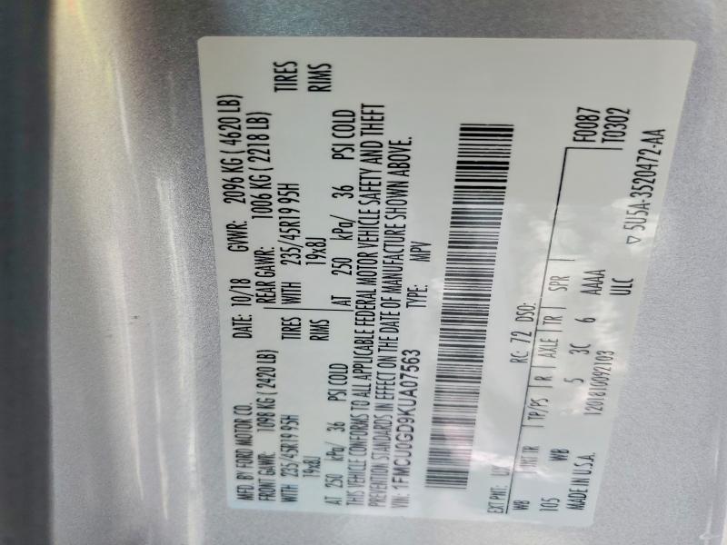 Продажа на аукционе авто 2019 Ford Escape, vin: 1FMCU0GD9KUA07563, номер лота: 54777806