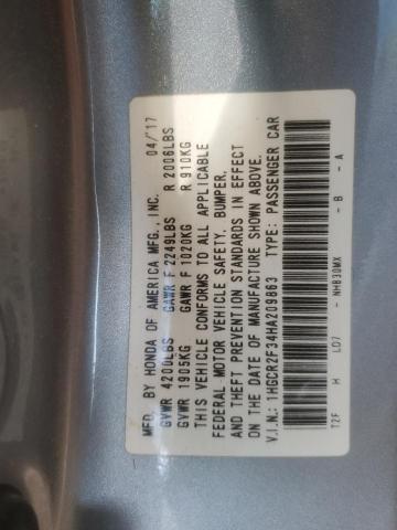 Auction sale of the 2017 Honda Accord, vin: 1HGCR2F34HA209863, lot number: 47418706