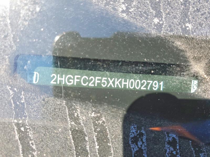 Aukcja sprzedaży 2019 Honda Civic, vin: 2HGFC2F5XKH002791, numer aukcji: 55113506