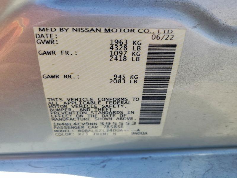 Aukcja sprzedaży 2022 Nissan Altima, vin: 1N4BL4CV9NN395553, numer aukcji: 53253466
