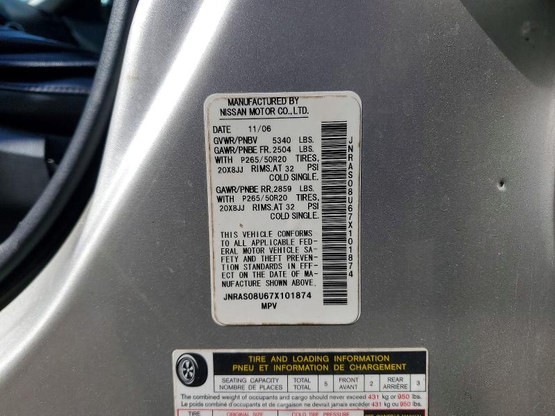 Продажа на аукционе авто 2007 Infiniti Fx35, vin: JNRAS08U67X101874, номер лота: 53897106