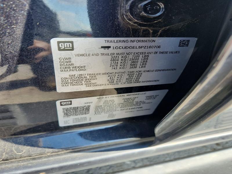 2023 Chevrolet Silverado მანქანა იყიდება აუქციონზე, vin: 1GCUDGEL5PZ160706, აუქციონის ნომერი: 53889276