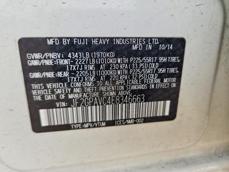 Продаж на аукціоні авто 2014 Subaru Xv Crosstrek, vin: JF2GPAVC4E8346663, номер лоту: 55014666
