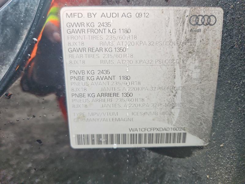 Auction sale of the 2013 Audi Q5 4p Ti, vin: WA1CFCFPXDA016024, lot number: 51648326
