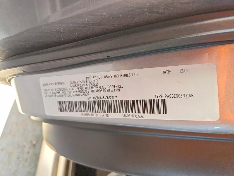 2009 Subaru Legacy მანქანა იყიდება აუქციონზე, vin: 4S3BL616496229071, აუქციონის ნომერი: 54664926
