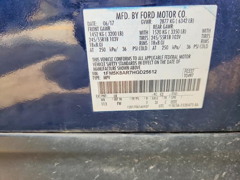 Продаж на аукціоні авто 2017 Ford Explorer, vin: 1FM5K8AR7HGD25612, номер лоту: 53142206
