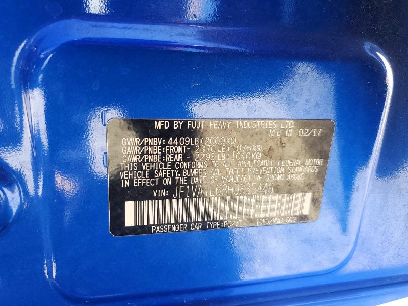 Aukcja sprzedaży 2017 Subaru Wrx, vin: JF1VA1L68H9835446, numer aukcji: 53658916