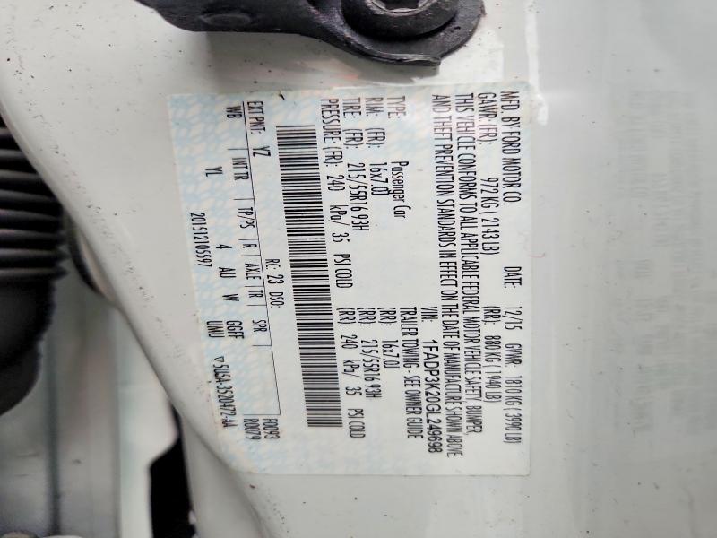 Продаж на аукціоні авто 2016 Ford Focus, vin: 1FADP3K20GL249698, номер лоту: 52342856