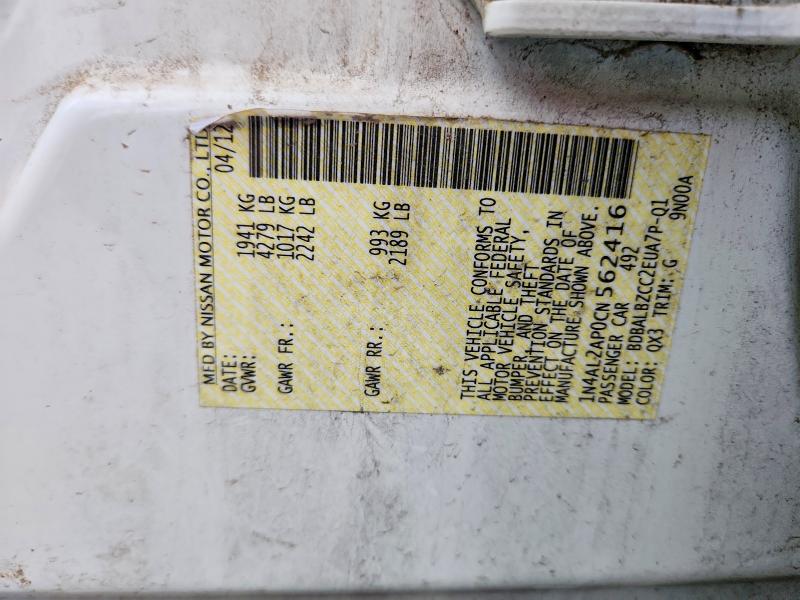 54147846 :رقم المزاد ، 1N4AL2AP0CN562416 vin ، 2012 Nissan Altima مزاد بيع