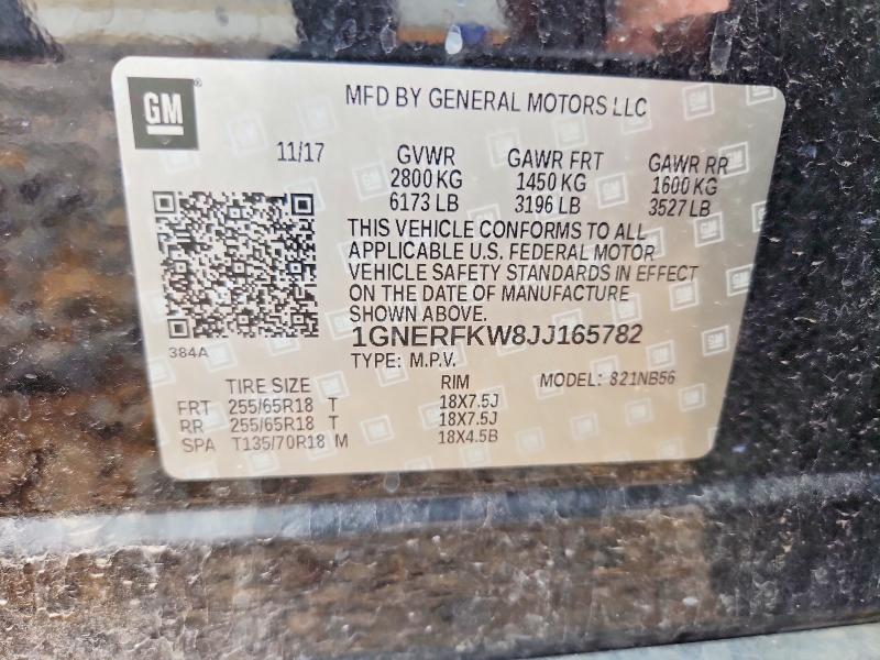 Aukcja sprzedaży 2018 Chevrolet Traverse, vin: 1GNERFKW8JJ165782, numer aukcji: 55002486