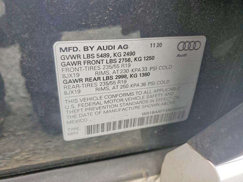 Aukcja sprzedaży 2021 Audi Q5, vin: WA1BAAFYXM2035657, numer aukcji: 55449196