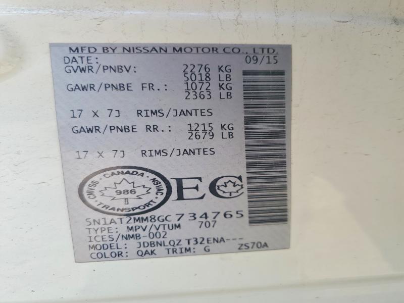 Aukcja sprzedaży 2016 Nissan Rogue, vin: 5N1AT2MM8GC734765, numer aukcji: 53253806