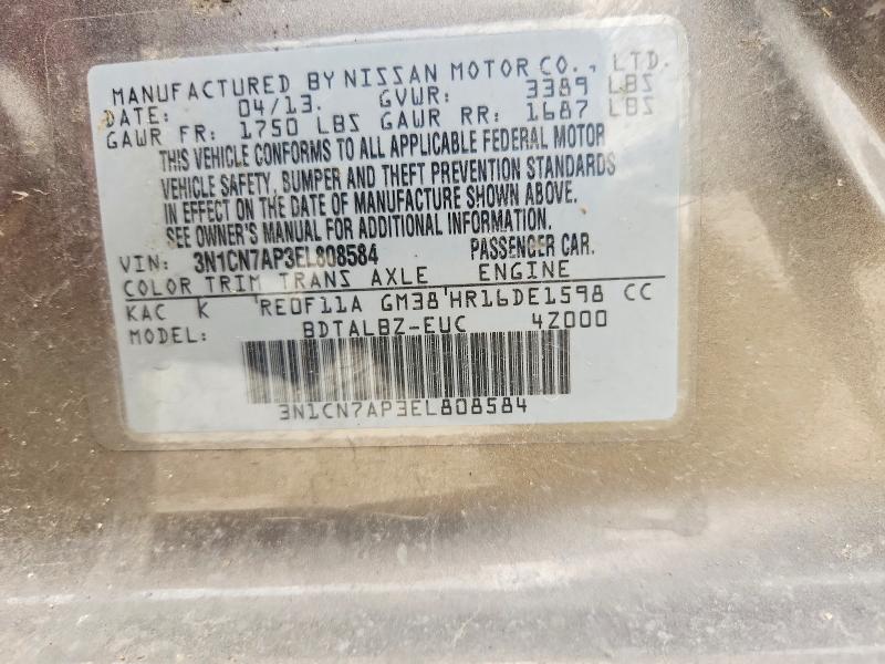 Aukcja sprzedaży 2014 Nissan Versa, vin: 3N1CN7AP3EL808584, numer aukcji: 53891356