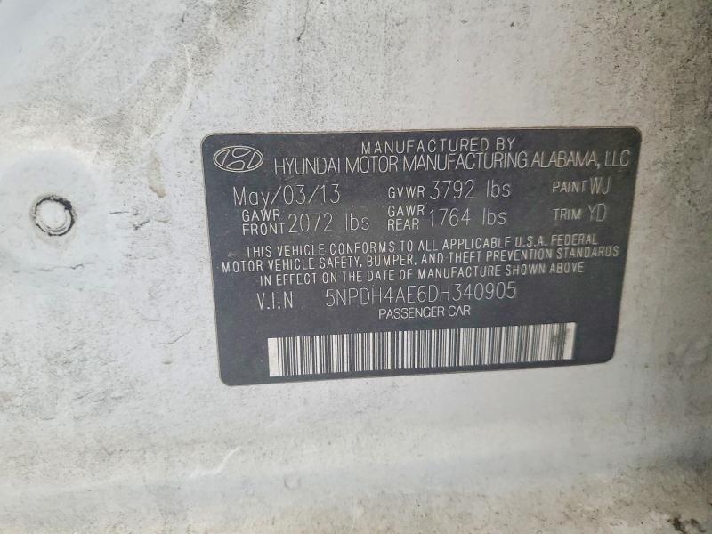 Aukcja sprzedaży 2013 Hyundai Elantra, vin: 5NPDH4AE6DH340905, numer aukcji: 54129866