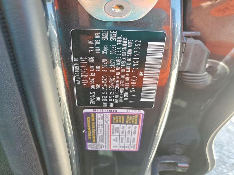 53208036 :رقم المزاد ، 5XYRKDLF1NG157692 vin ، 2022 Kia Sorento مزاد بيع
