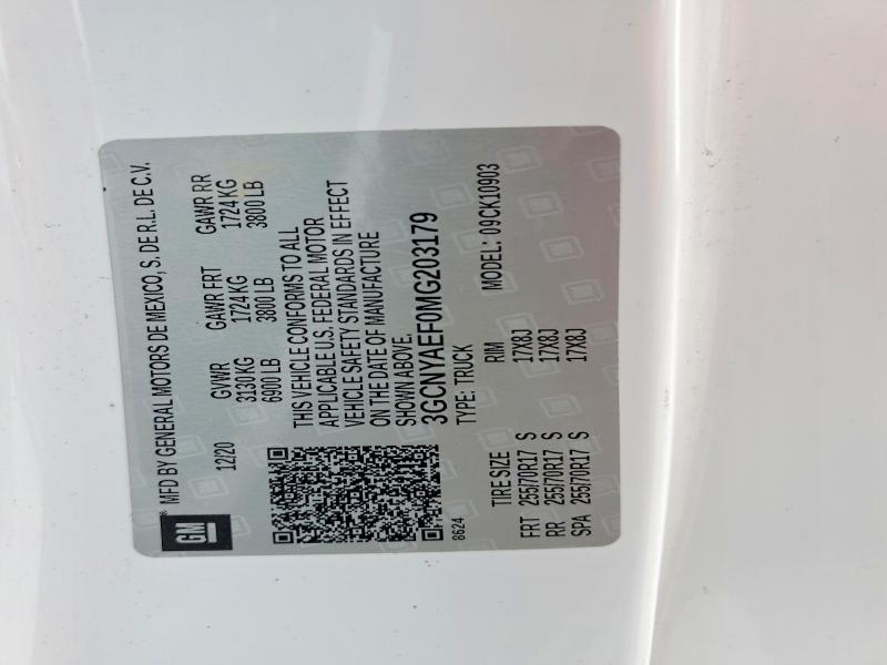 Продажа на аукционе авто 2021 Chevrolet Silverado, vin: 3GCNYAEF0MG203179, номер лота: 53873356