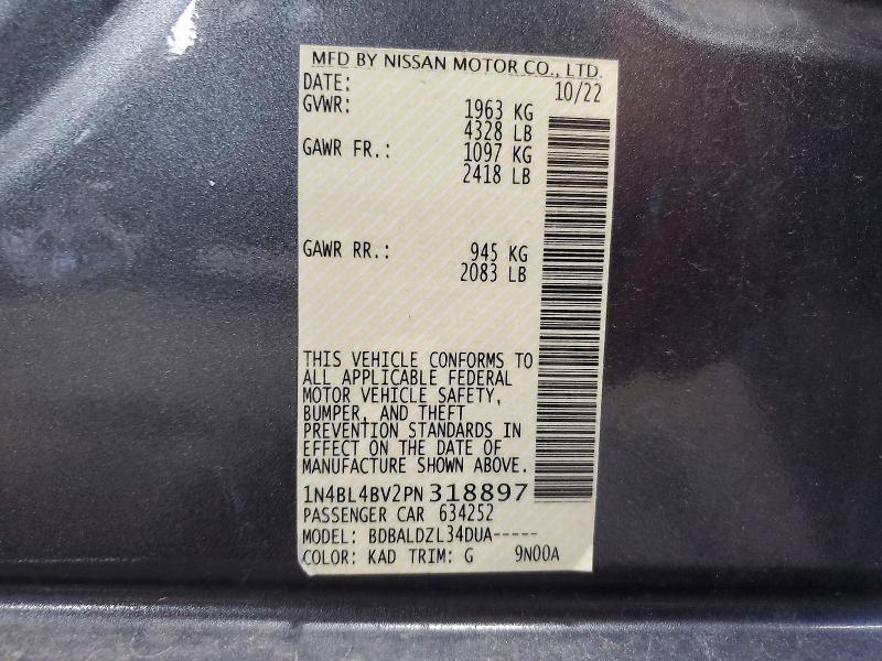 Продажа на аукционе авто 2023 Nissan Altima, vin: 1N4BL4BV2PN318897, номер лота: 54499406