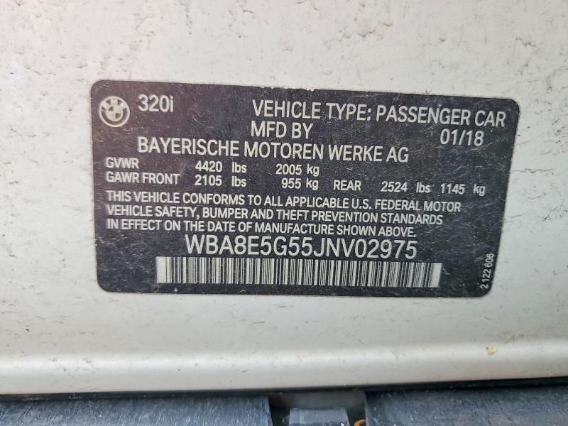 2018 Bmw 320 მანქანა იყიდება აუქციონზე, vin: WBA8E5G55JNV02975, აუქციონის ნომერი: 55338206