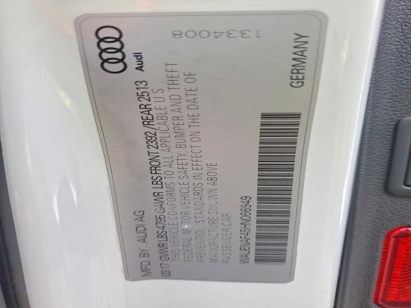 2017 Audi A4 მანქანა იყიდება აუქციონზე, vin: WAUENAF45HN066949, აუქციონის ნომერი: 54113446