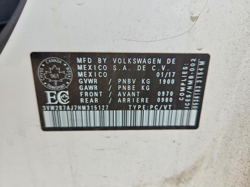 Продаж на аукціоні авто 2017 Volkswagen Jetta, vin: 3VW2B7AJ7HM315127, номер лоту: 55248346