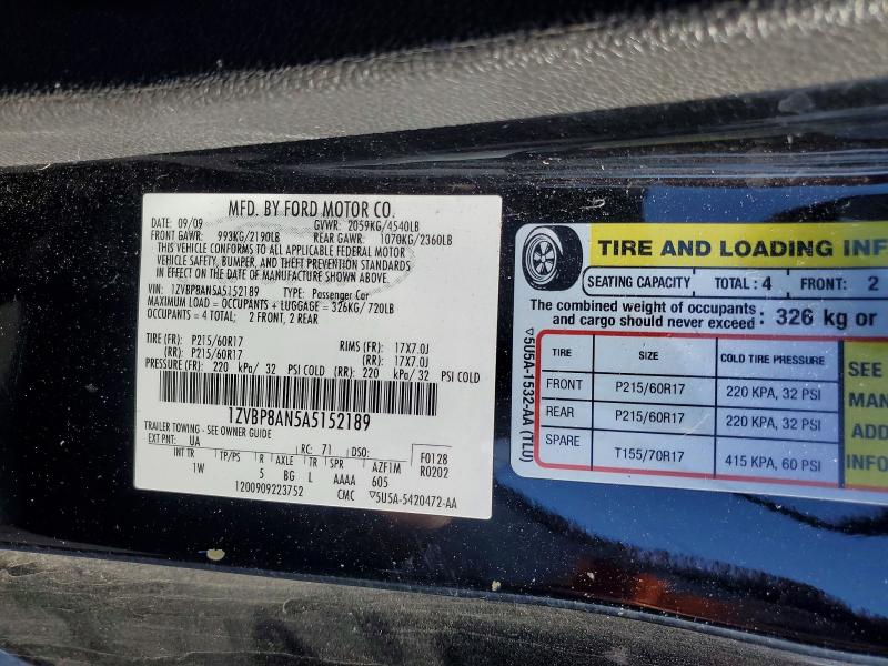 Продажа на аукционе авто 2010 Ford Mustang, vin: 1ZVBP8AN5A5152189, номер лота: 52315486