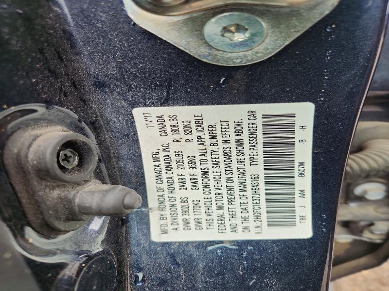 Продаж на аукціоні авто 2018 Honda Civic, vin: 2HGFC1E37JH643163, номер лоту: 54132106