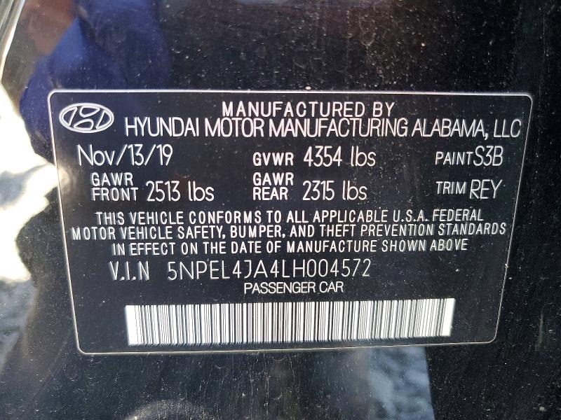 2020 Hyundai Sonata მანქანა იყიდება აუქციონზე, vin: 5NPEL4JA4LH004572, აუქციონის ნომერი: 54641376