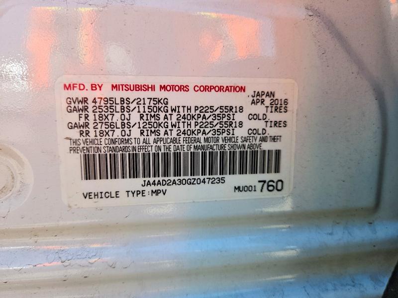 Продаж на аукціоні авто 2016 Mitsubishi Outlander, vin: JA4AD2A30GZ047235, номер лоту: 52426836
