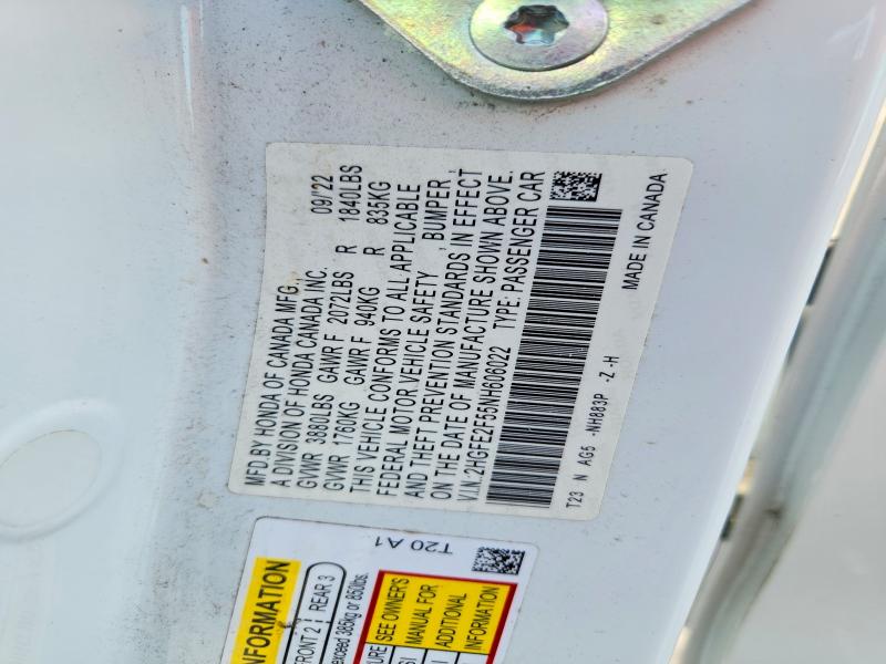 Продажа на аукционе авто 2022 Honda Civic, vin: 2HGFE2F55NH606022, номер лота: 54650316