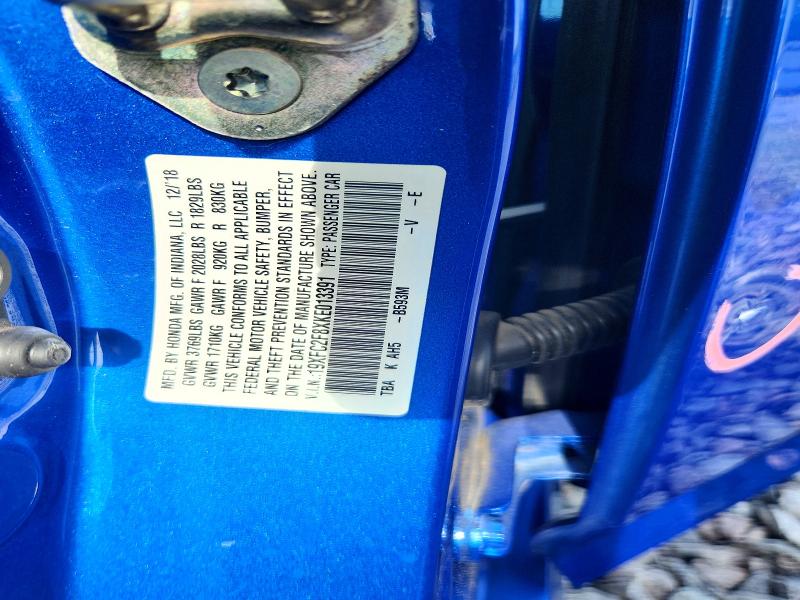 53304476 :رقم المزاد ، 19XFC2F8XKE013391 vin ، 2019 Honda Civic مزاد بيع