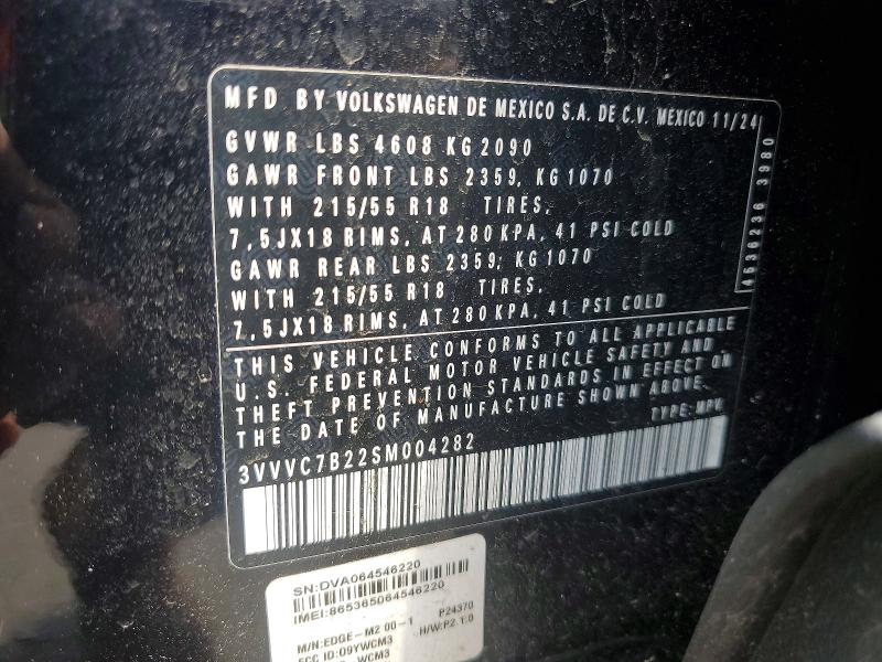 Продаж на аукціоні авто 2025 Volkswagen Taos, vin: 3VVVC7B22SM004282, номер лоту: 51888756