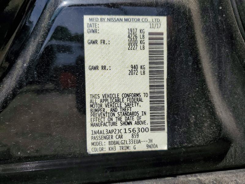52883006 :رقم المزاد ، 1N4AL3AP2JC156300 vin ، 2018 Nissan Altima مزاد بيع