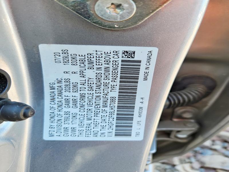 Aukcja sprzedaży 2020 Honda Civic, vin: 2HGFC2F66LH570868, numer aukcji: 55211846