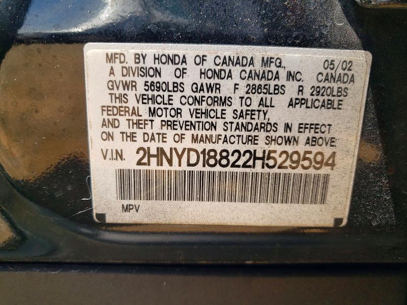 Продажа на аукционе авто 2002 Acura Mdx, vin: 2HNYD18822H529594, номер лота: 52000296