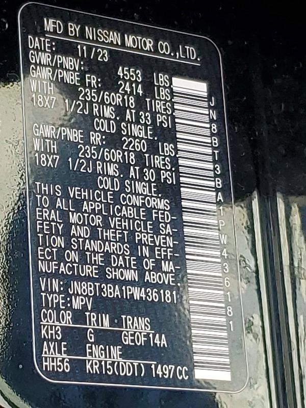 52550876 :رقم المزاد ، JN8BT3BA1PW436181 vin ، 2023 Nissan Rogue مزاد بيع
