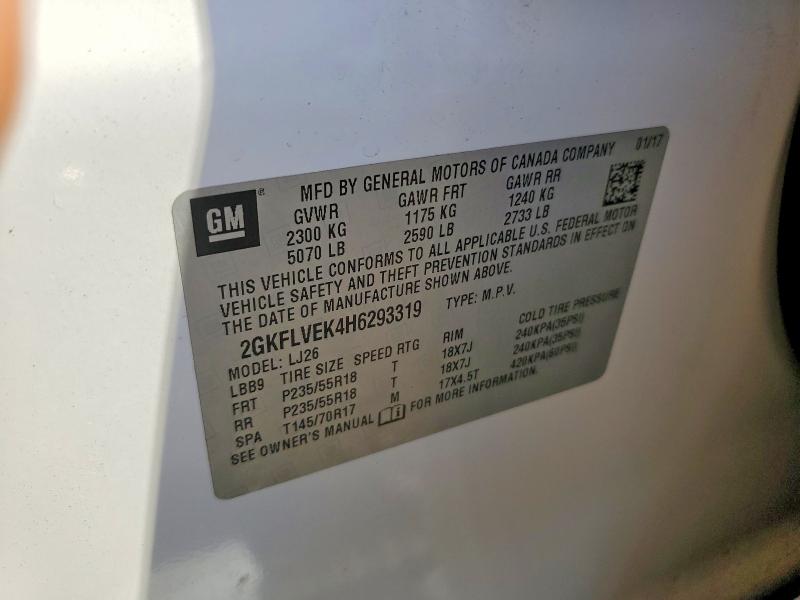 2017 Gmc Terrain მანქანა იყიდება აუქციონზე, vin: 2GKFLVEK4H6293319, აუქციონის ნომერი: 53410256