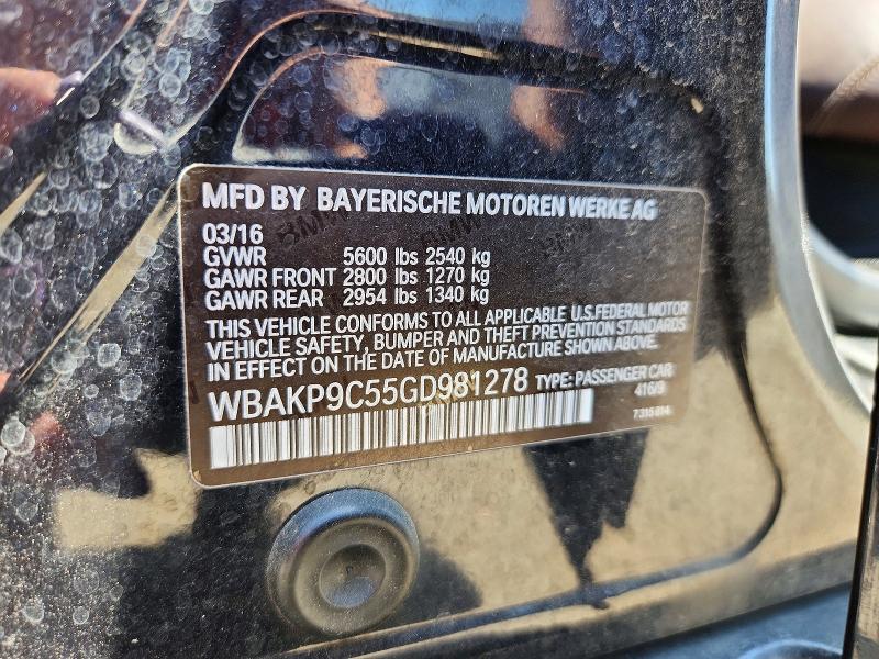 53431736 :رقم المزاد ، WBAKP9C55GD981278 vin ، 2016 Bmw 550 مزاد بيع