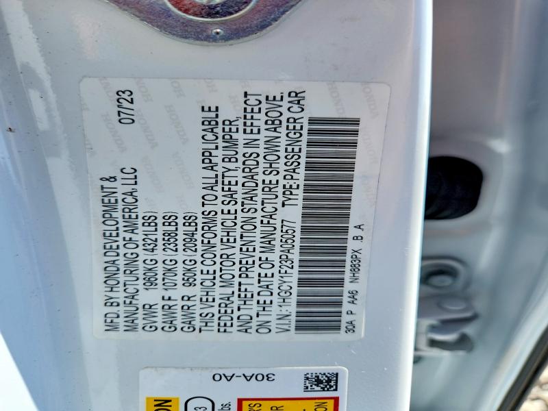 Aukcja sprzedaży 2023 Honda Accord, vin: 1HGCY1F23PA050577, numer aukcji: 55114406