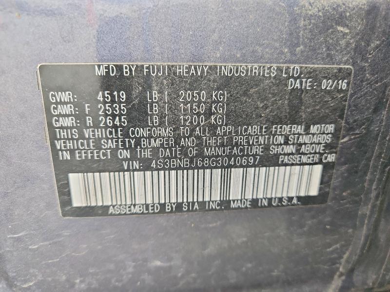 52276646 :رقم المزاد ، 4S3BNBJ68G3040697 vin ، 2016 Subaru Legacy مزاد بيع