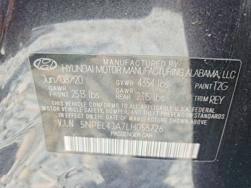 55131496 :رقم المزاد ، 5NPEL4JA7LH055726 vin ، 2020 Hyundai Sonata مزاد بيع