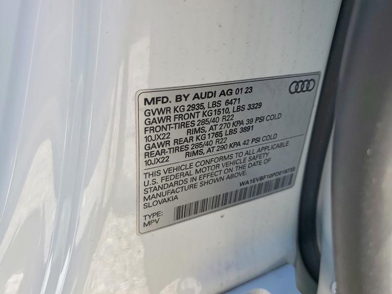 2023 Audi Q8 მანქანა იყიდება აუქციონზე, vin: WA1EVBF10PD016733, აუქციონის ნომერი: 53001096