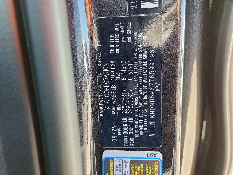 Продаж на аукціоні авто 2026 Kia Carnival, vin: KNDNB5K37T6599193, номер лоту: 53658566