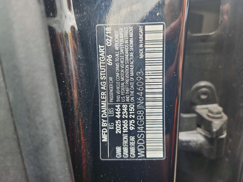 55154096 :رقم المزاد ، WDDSJ4GB8JN646093 vin ، 2018 Mercedes-benz Cla مزاد بيع